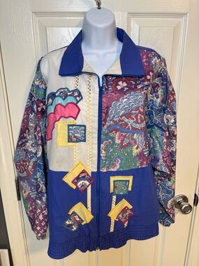 Vintage Southern Stitches and Dreams jacket with floral and paisley, size M